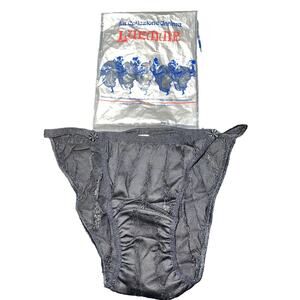 4 Pair Vintage Luemme String Bikini Panties Underwear Medium Cotton 90s Black
